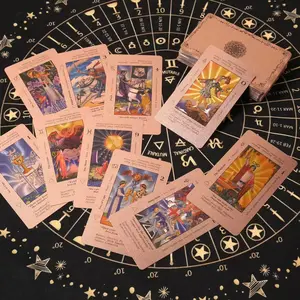 SDIK&SSIK Rose Gold Tarot Cards with Guide Book Waterproof Wrinkle Resistant Foil Tarot Deck for Beginners Includes Chakras Planets Zodiac Signs Elements & Affirmations