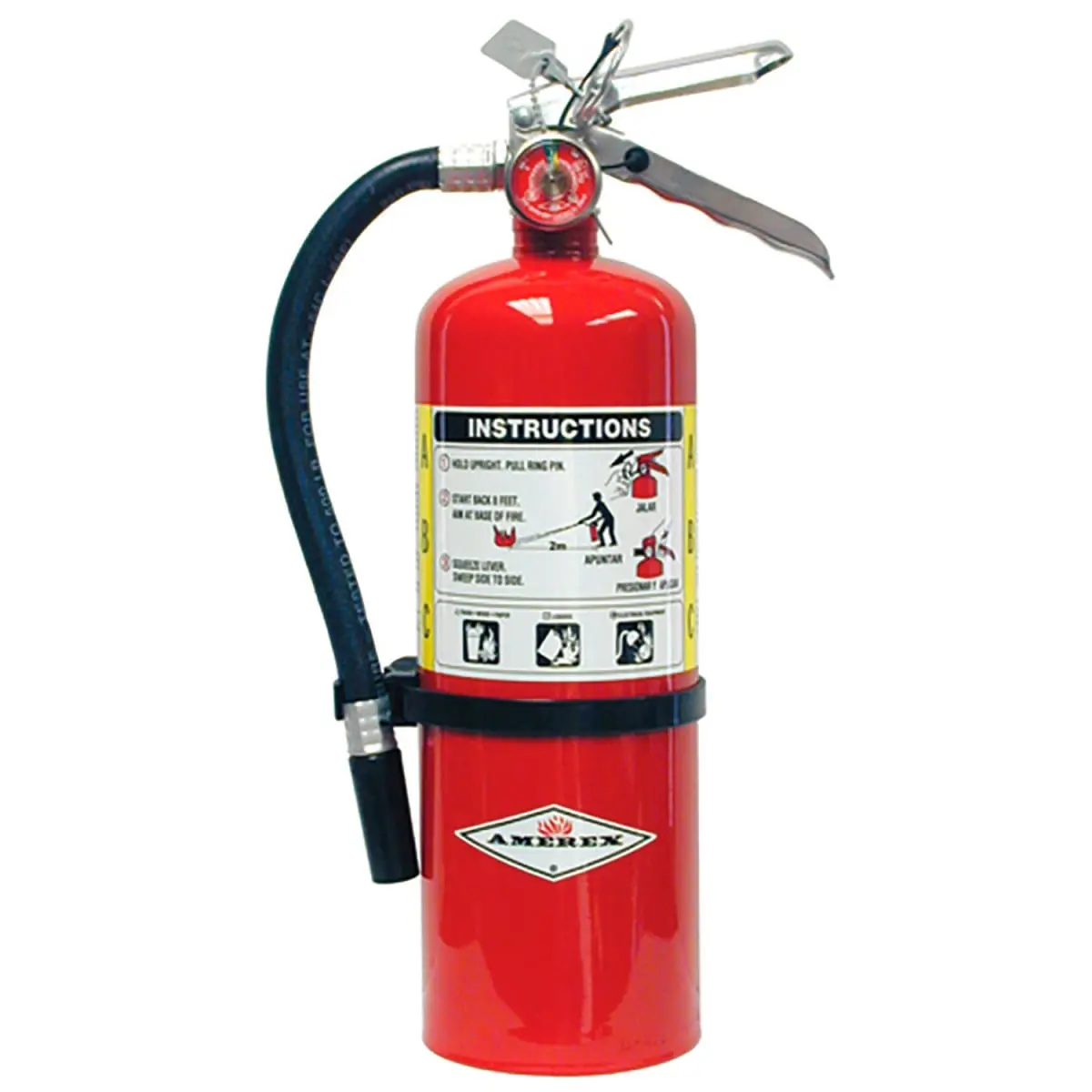 Amerex B2680338 Dry Chemical Fire Extinguisher - Wall Mount - Type ABC - Red - 5 lbs, 15-1/4 In. Height, High Gloss Paint