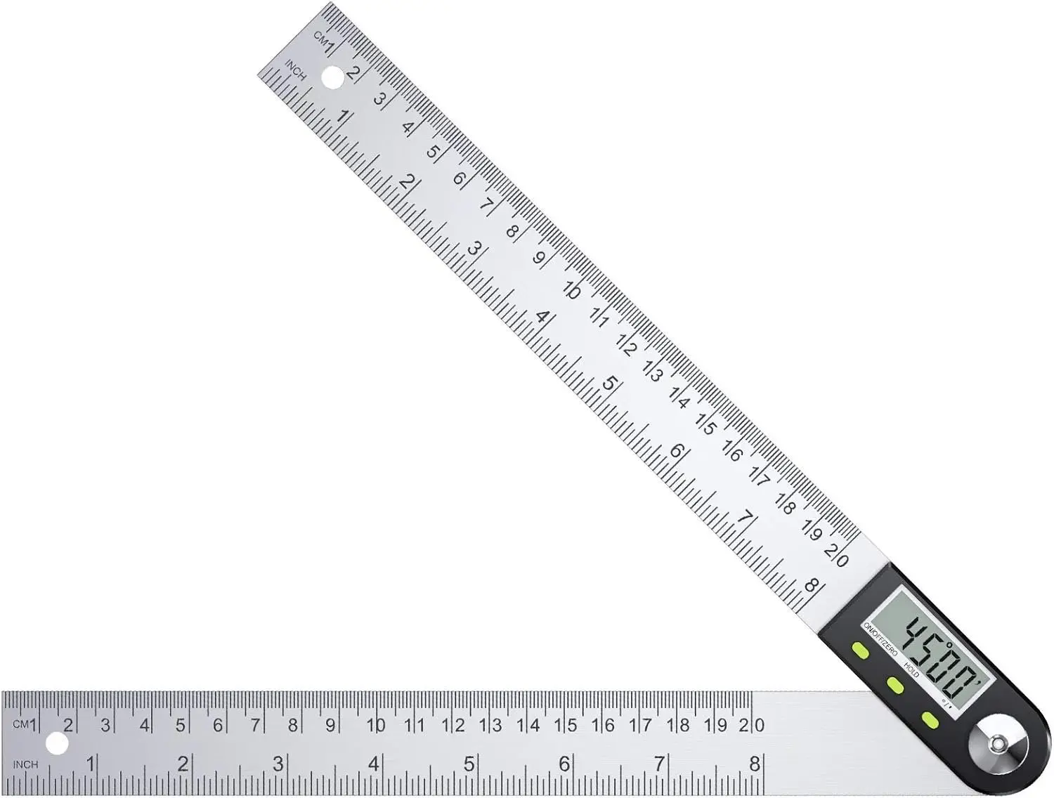 Digital Angle Finder Ruler 8 inch/200mm Stainless Steel Digital Protractor with Data Hold Function and Zeroing Resetting LCD Display  Spirit Level Gauge Ruler