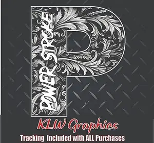 Powerstroke P Black Leather Print Full Color Decal Sticker Turbo Diesel Truck 6.7 7.3 Crew Double Cab