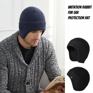 Winter Hat Unisex Knit Beanie Warm Thermal Ear Flap Wool Cycling Skiing Outdoor Free Size One Size Fits Most Cold Weather