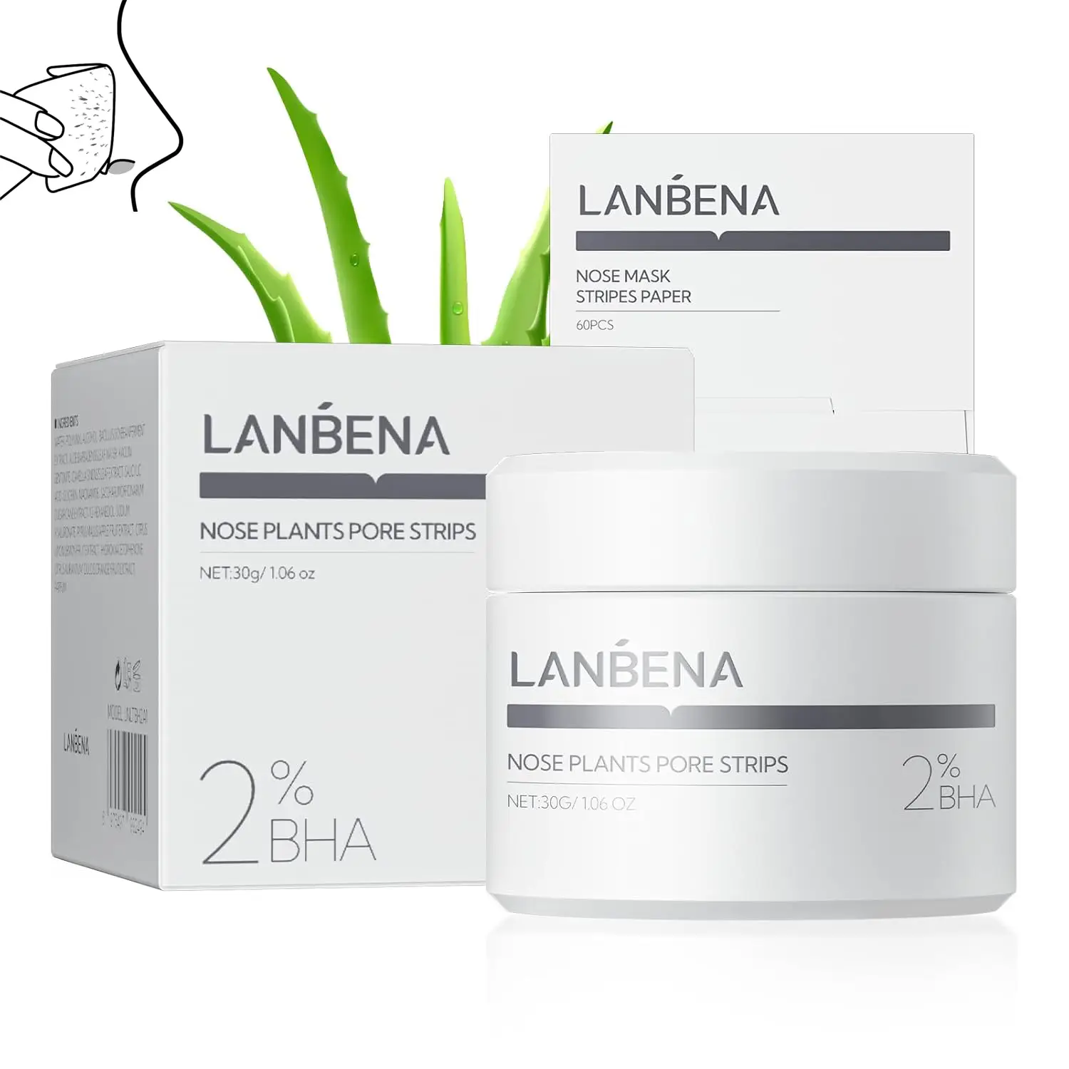 LANBENA Blackhead Remover Peel Off Mask for Face and Nose Upgrade, Aloe Extract Acne Cleansing Nose Pore Strips Skincare Skin-clearing for All Skin Ty