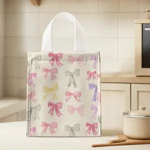 Butterfly Pattern Handbag Lunch Bag, Portable Women's Casual Shoulder Bag, Large Capacity Picnic Food Drink Bag for Students Camping