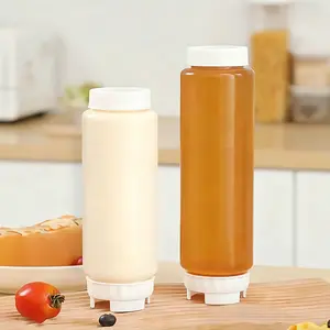 17oz Inverted Squeeze Bottle, Refills for Salad Dressings & Tomato Sauce, Self-Sealing Kitchen Oil Bottles, Household Seasoning Containers, Syrup Dispenser