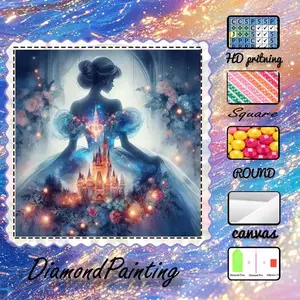 5D-DIY, advanced velvet canvas, diamond art, diamond painting, princess, castle, dreamy AB diamonds, fairy dust diamonds, crystal diamonds, perfect home decoration, handmade diamond art painting kit, special craft diamond art kit, Handmade Gifts