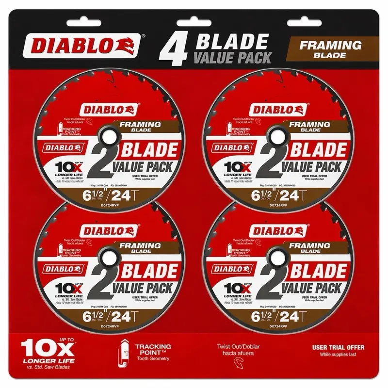DIABLO 6-1/2in. x 24-Teeth Framing Circular Saw Blade for Wood (2-Pack)
