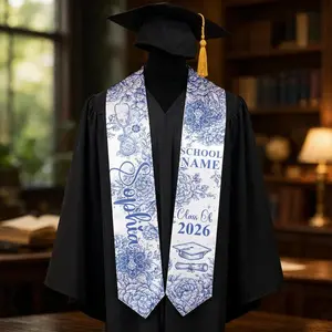 BSN RN Graduation Stole Class of 2026, Custom Name Nursing Grad Sash, Blue Toile De Jouy Nurse Stole, Custom School Name College Graduation Graduation Stole