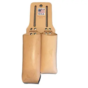 Top Grain 2-Pocket Closed-End Pliers Holder - Made in U.S.A. - Model 903 - Leather Tool Case with Two Compartments