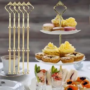 Of 5 Elegant Three-Tier Cake Stand Hardware Components, Including Stand, Washer, And Screw | Wavy Edge Design Suitable for Weddings, Birthdays, And Tea Parties - Sturdy, Non-Electric, Decorative Serving And Cake Display (Plate Not Included) ﻿  gear