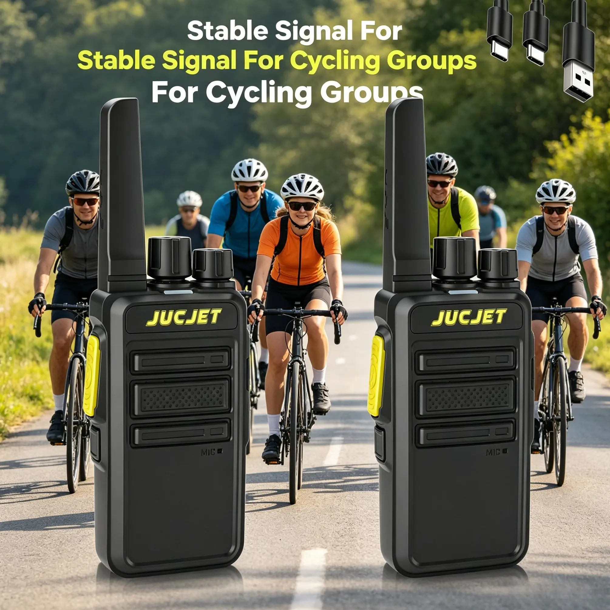 JUCJET Slim Walkie Talkies 2 Pack | Type-C Fast Charge & VOX Hands Free | Long Battery Life Outdoor Adventure Gear for Summer Camping Hiking