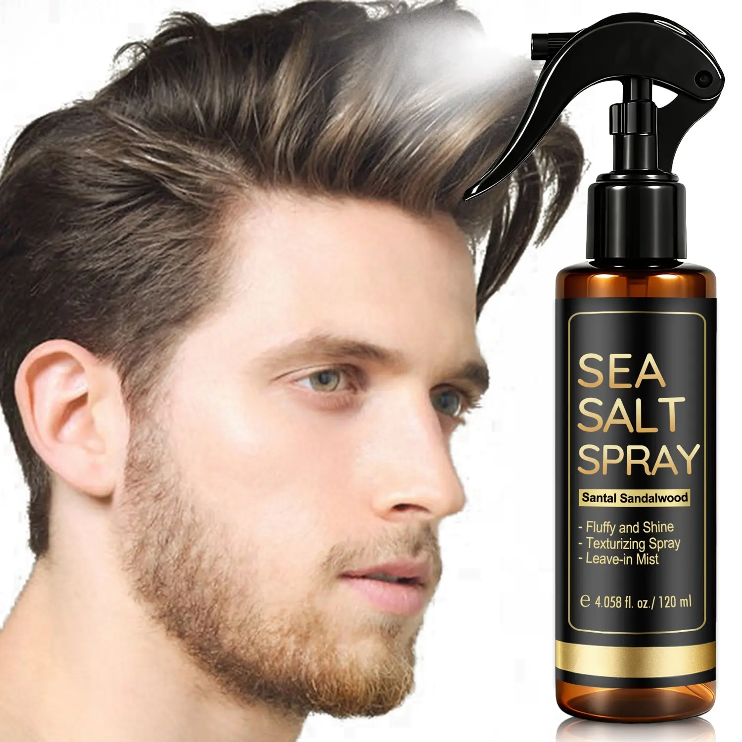 120ml - Sea Salt Hair Spray - Aloe Vera & Kaolin Clay Formula - Enhances Natural Curls & Waves - Men's Care Texturizing Product Texturizing Leave-in Mist Texture Spray Haircare Fluffy