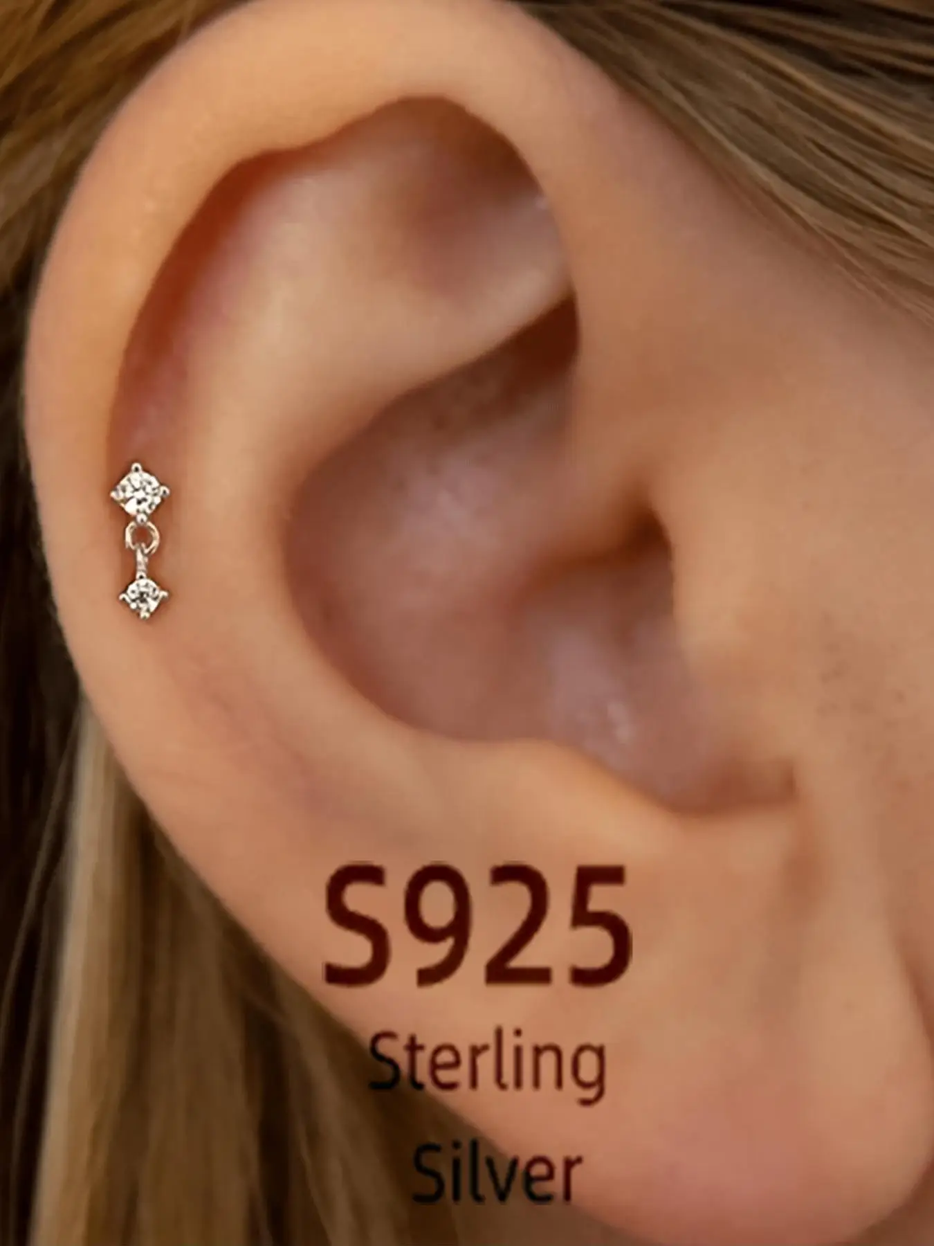 925 Sterling Silver Rhinestone Decor Elegant Minimalist Earrings, Classic Style Earrings, Fashion Jewelry for Party, Daily Clothing Decor, Trendy All-