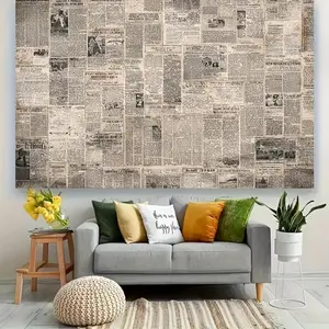 Vintage Newspaper-Style Polyester 2D Flat Backdrop Banner, 1PC Reusable Cloth for Birthday Decor, Photography & Live-Stream Background Wall Hanging, Indoor-Outdoor Event Curtain