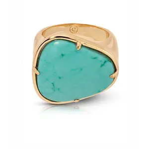 Ettika Turquoise Solstice Ring – 18k Gold or Rhodium Plated Brass with Reconstituted Turquoise