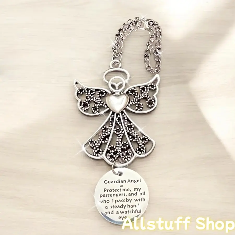 Cute Stainless Steel Archangel Motif Guardian Angel Pendant - Dangling Charms Keychain with Keychain Loop, Fashion Costume Jewelry Accessory, Friend Birthday Gift (Sports & Outdoor Outfit Accent)