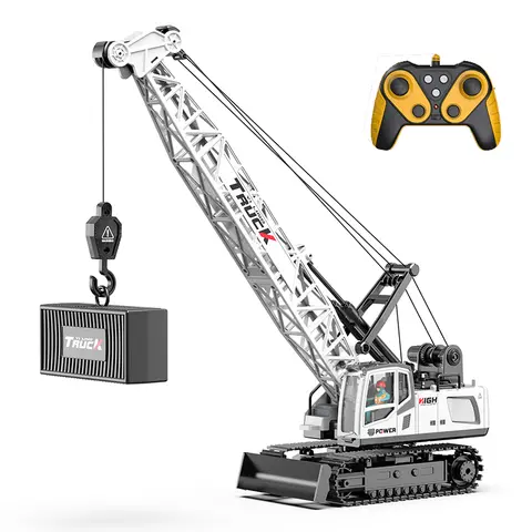 11 Channel Remote Control Crane Toy - Rechargable Battery Powered Remote Control Construction Vehicles with Hook, Remote Control Trucks, RC Construction Vehicles, Toy Truck for Kids, Birthday Gifts, Christmas Gifts