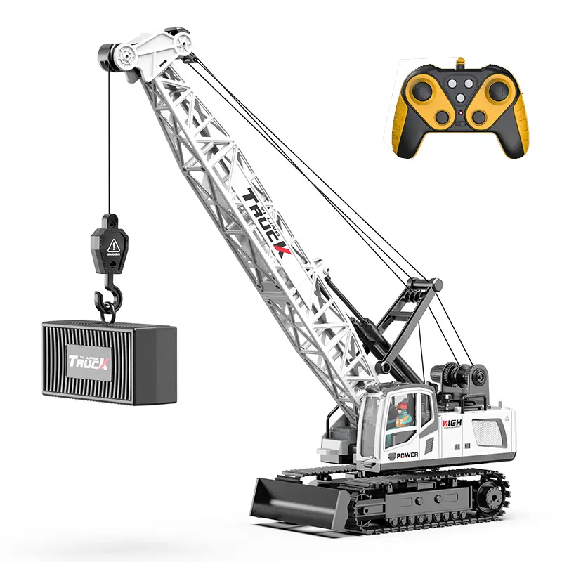11 Channel Remote Control Crane Toy - Rechargable Battery Powered Remote Control Construction Vehicles with Hook, Toy Truck for Kids, Birthday Gifts, Christmas Gifts