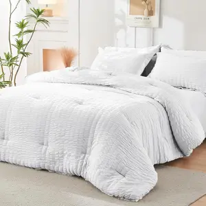 Seersucker Queen Comforter Set 2/3PCS Unique Texture, Lightweight & Skin-Friendly All-Around