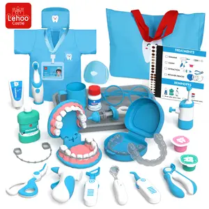 Lehoo Castle Dentist Playset, Montessori Toys Teeth and Dental Playset, Dental Accessory, Pretend Play Toy For Kids Ages 3+, Education Toy for Kids, Birthday Gift for Boys Girls, Teeth Cleaning Kit
