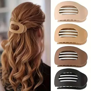 4-Pack No-Crease Matte Hair Clips for Women & Girls – Solid Color Acrylic Flat Barrettes, Strong Hold Claw Clips for Thick & Thin Hair, Minimalist Styling Accessories for Work, School, Daily Wear & Parties