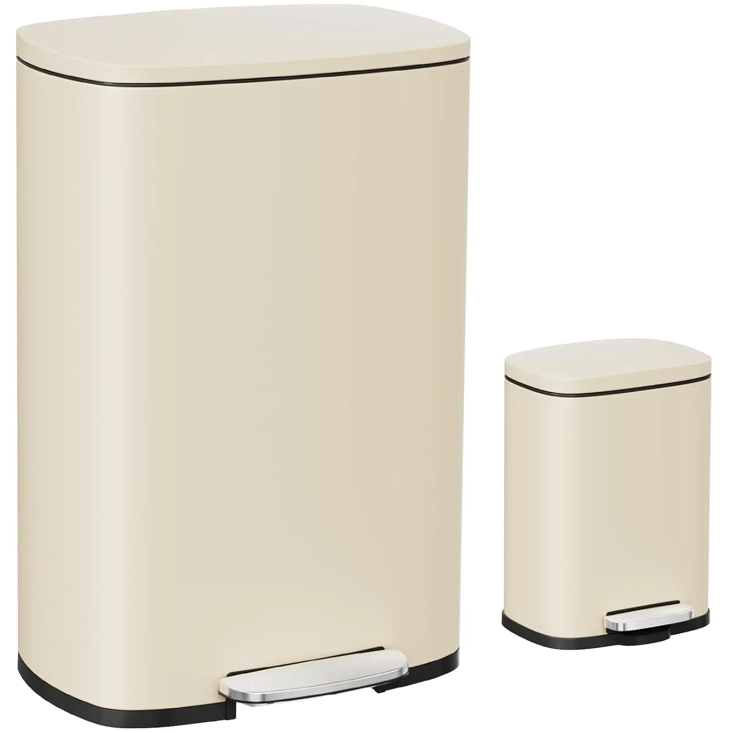 Arlopu 13.2 gal +1.3 gal Rectangular Step Garbage Can Stainless Steel，Kitchen Trash Can with Lid, Stainless Steel Garbage Bin, with Removable Plastic Inner Bucket, Fingerprint-Proof, Lid Dustbin, for Kitchen Home homeessentials