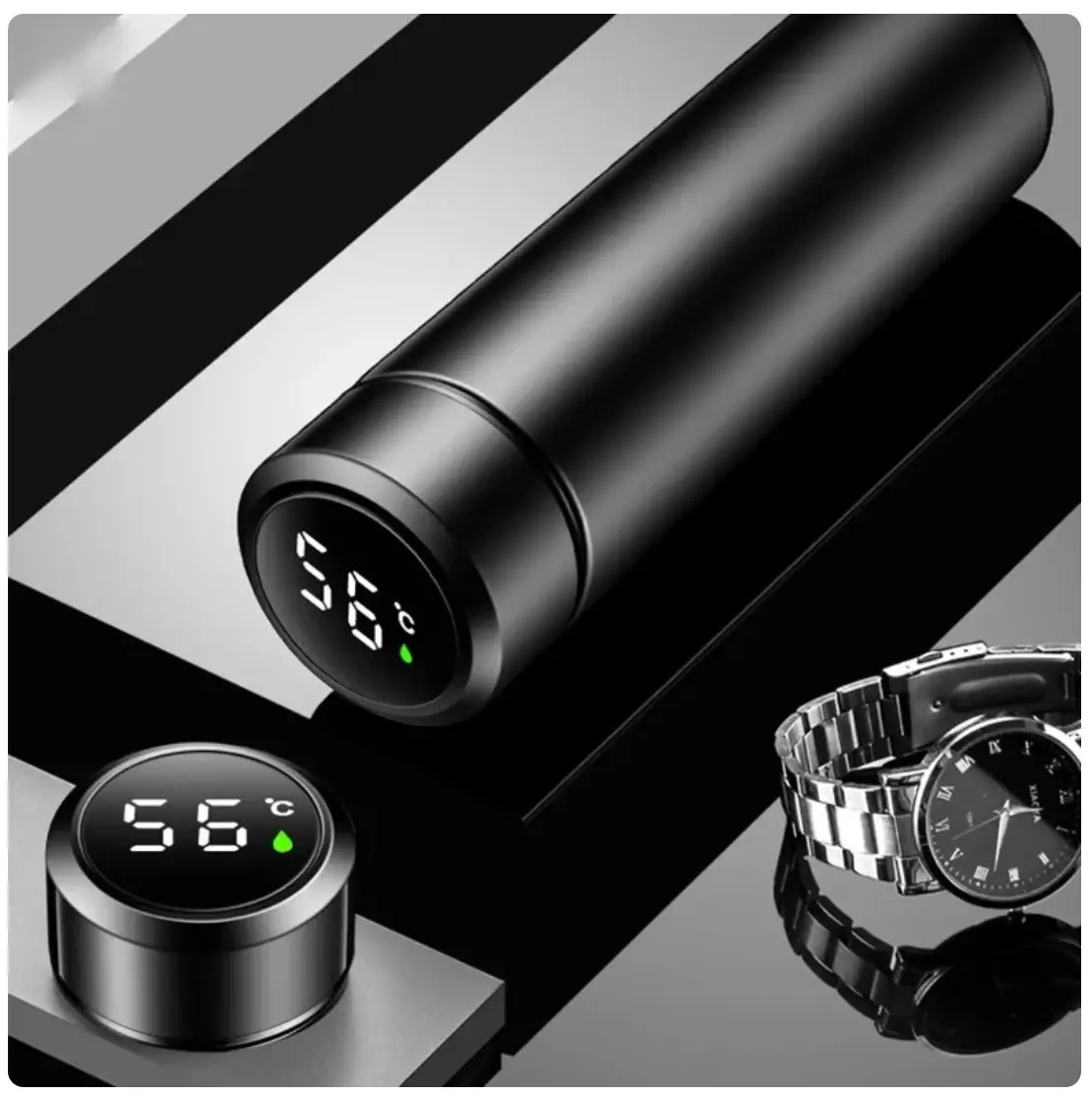 Smart Thermos with Digital LCD Screen - (Stainless Steel) - Club Grandiose