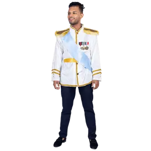 Royal Prince Costume For Adults - Prince Charming Dress-Up Set with Jacket, Sky Blue Sash & Belt - Perfect for Halloween, Role Play, Pretend Play Fun, Fantasy Theme Party & Cosplay -  Menswear