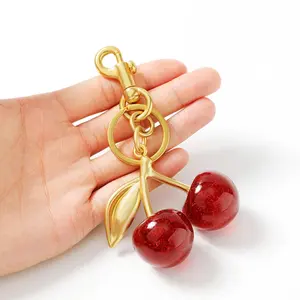 Cherry Bag Charm, Cute Keychain with Metal Key Ring and Clip, Cherry Charm for Purse,Key,Car Remote,Bags Accessories for Women Girls