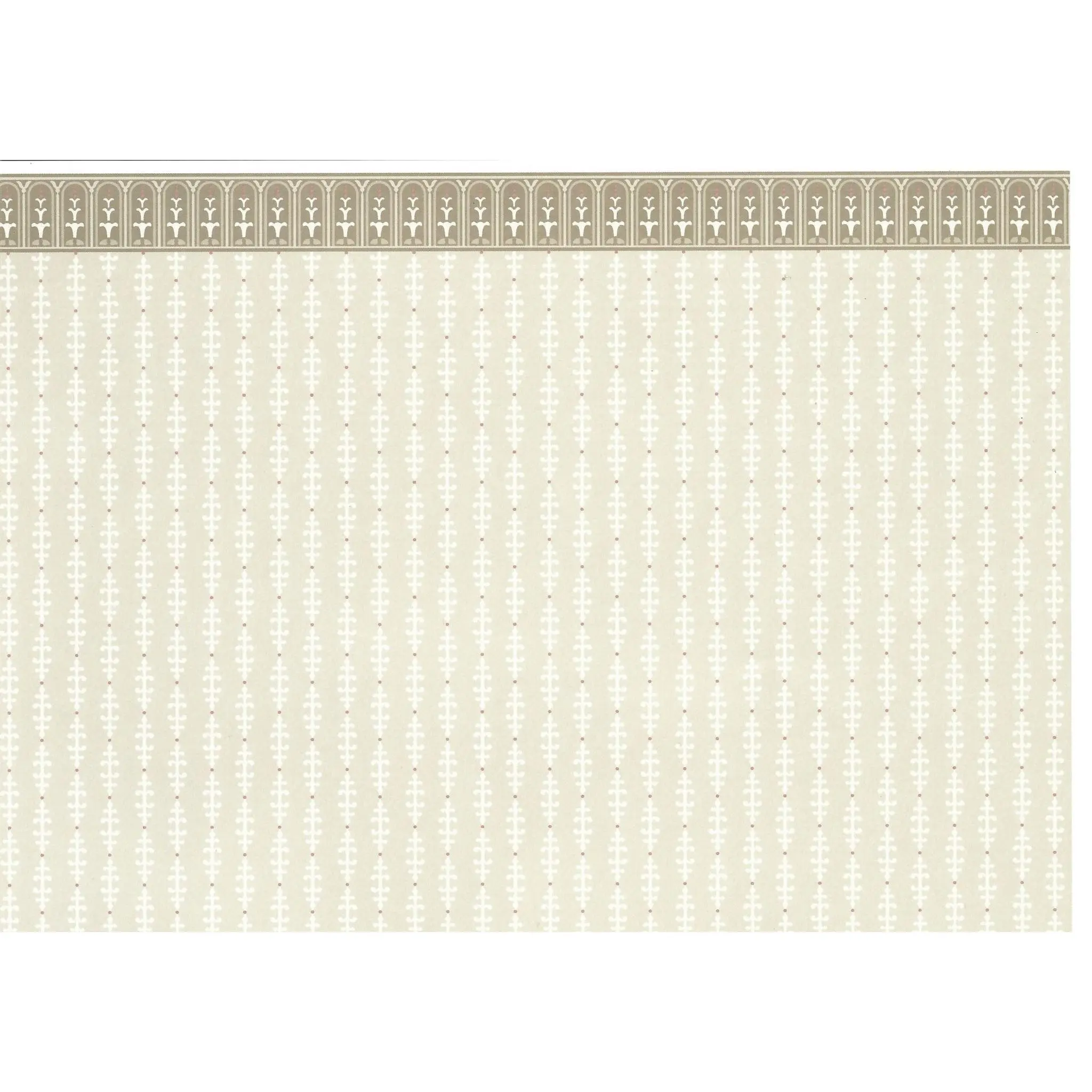 Dollhouse Wallpaper Brodnax "Billingsley" Arts & Crafts Neutral 1:12 Scale Miniature
