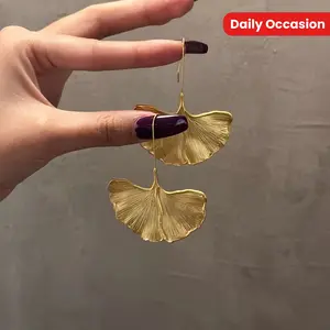 Exquisitely designed dangle earrings with ginkgo leaf motifs, vintage Bohemian style jewelry, holiday earrings silky earrings