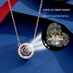 Dainty Personalized Photo Projection Necklace • Memorial Photo Pendant • Personalized Picture Inside Jewelry
