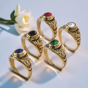 Men's ring, 18k gold plated, with geometric pattern and nautical design, suitable as a wedding or birthday gift.