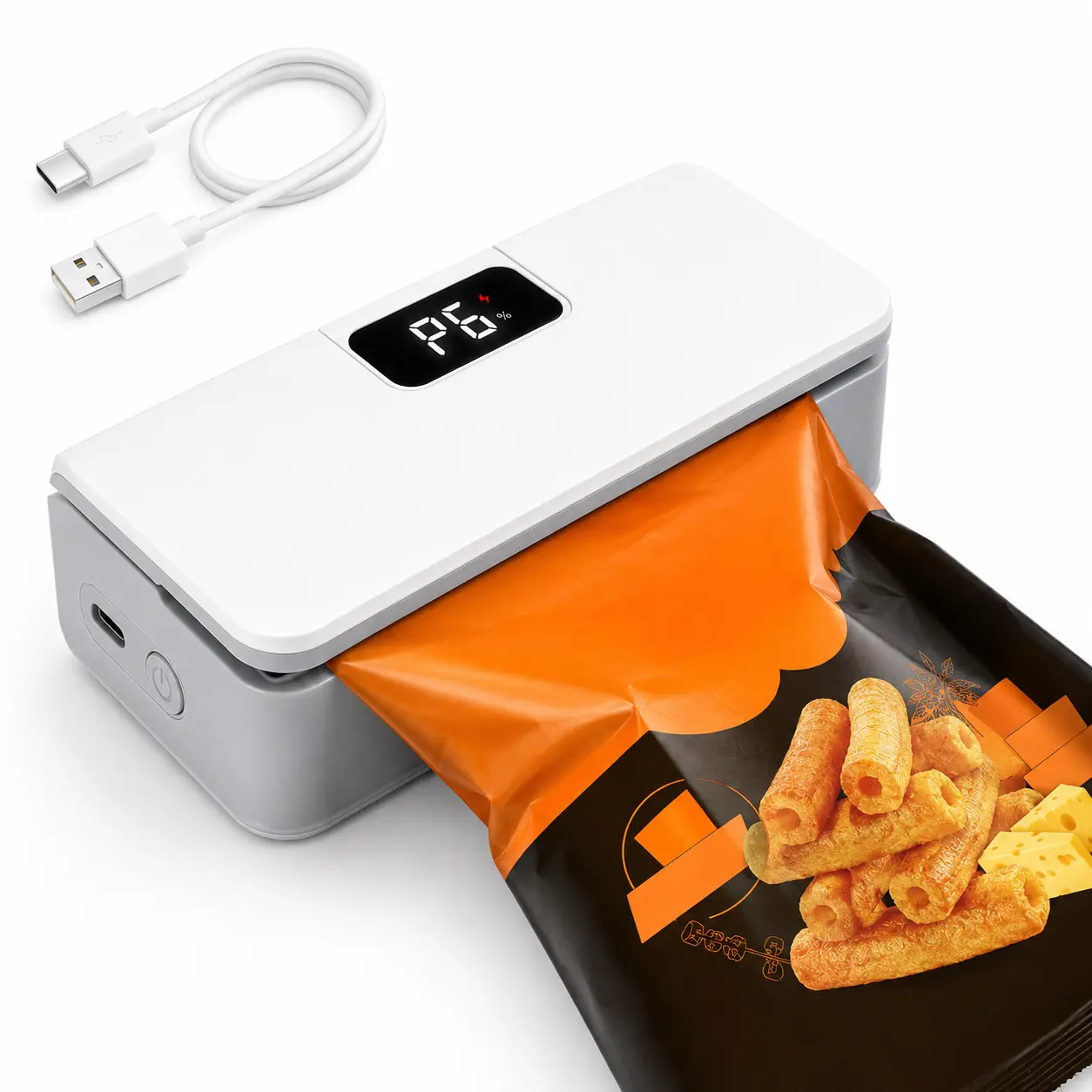 Portable Mini Bag Sealer with Cutter & Magnet | 6-Speed Adjustment LED Display, No Preheating Needed, 9.5cm Sealing Width, Keep Snacks Fresh