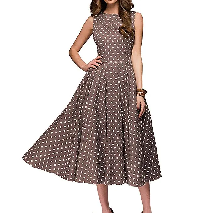 Simple Flavor Women's Vintage Dress Sleeveless O-Neck Party Cocktail Dress