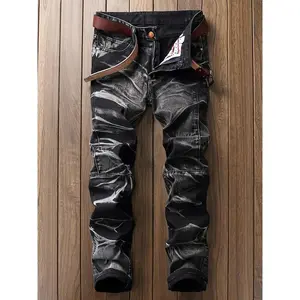 Men's Casual Tie Dye Jeans, Chic Street Style Regular Denim Pants