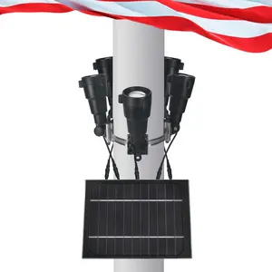 Flag Pole Light Solar  Brightest - 5 in 1 Solar Flag Pole Light 1000 Lumen Fits 2-6" Diameter Flagpole Solar Light Outdoor Dusk to Dawn  Coverage  LED Flagpole Light