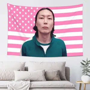 Nam-gyu Pink American Flag Funny Decorative Banner For College Dormitory Room Decoration Garden Yard 40IN*60IN Tapestry