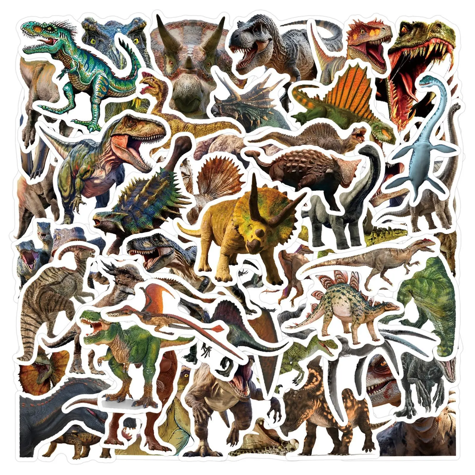 55 Realistic Dinosaur Pattern Creative Graffiti Stickers, Waterproof Car Luggage Cup Skateboard Stickers, Unique DIY Decorations