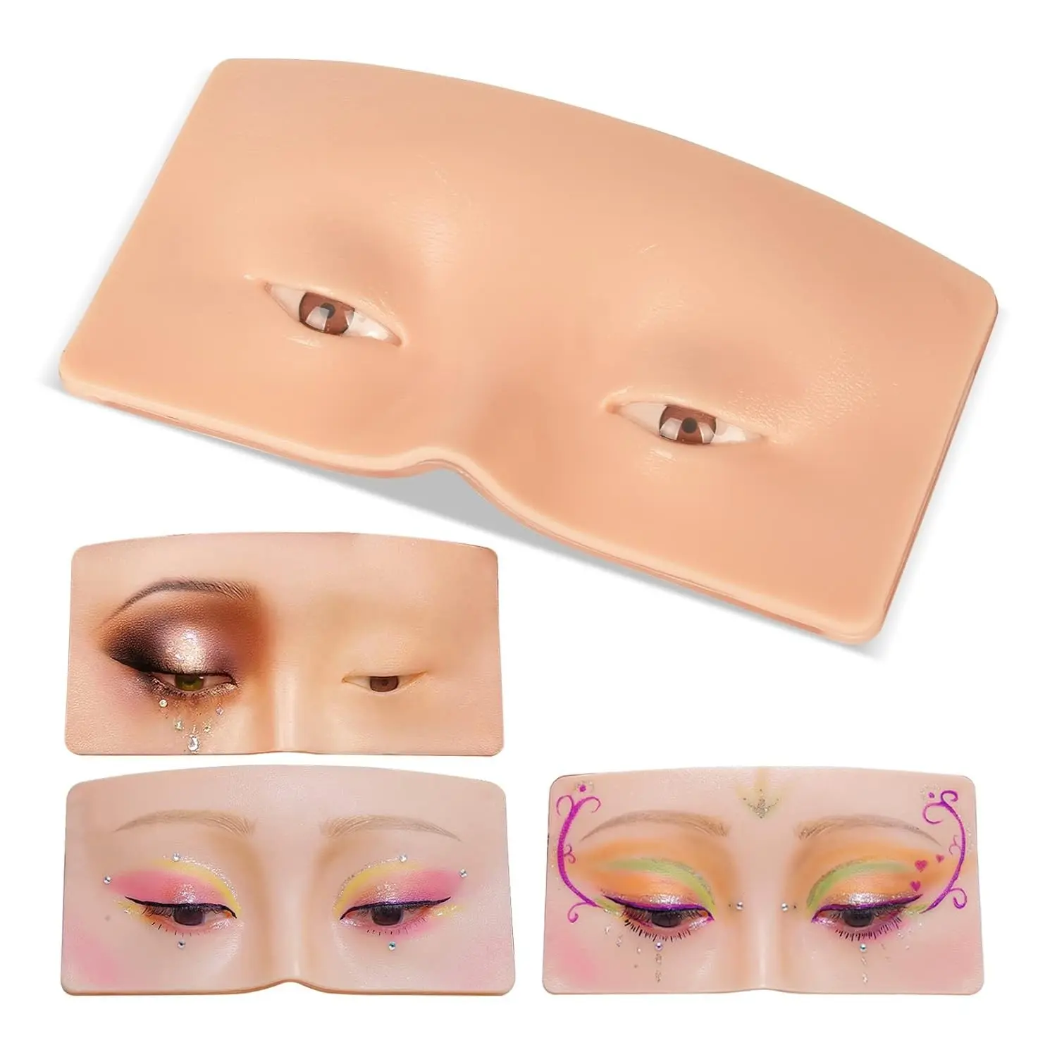Professional Reusable Silicone Makeup Practice Board with Realistic Skin Texture Suitable for Eyebrow Tattoo Training, Eyeliner & Eyeshadow Practice, Face Pad for Aspiring Artists, Beauty, Hobbyists, Beauty Equipment - Multi- Training