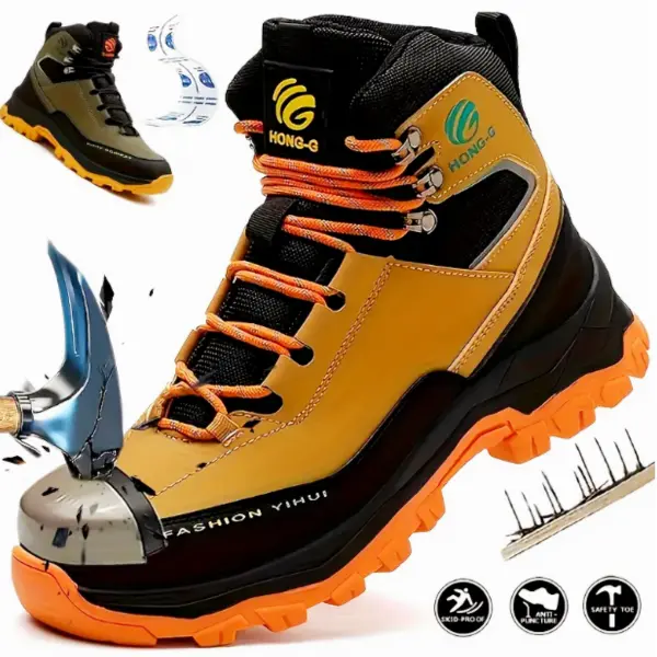 NIEION Steel Toe Boots for Men & Women Lightweight Comfortable Work Boots, Slip Resistant High Top Safety Shoes, Puncture Proof Construction Boots