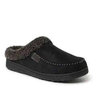 Dearfoams Men's Brendan Microsuede Moccasin Toe Clog Slipper - Black Size LW