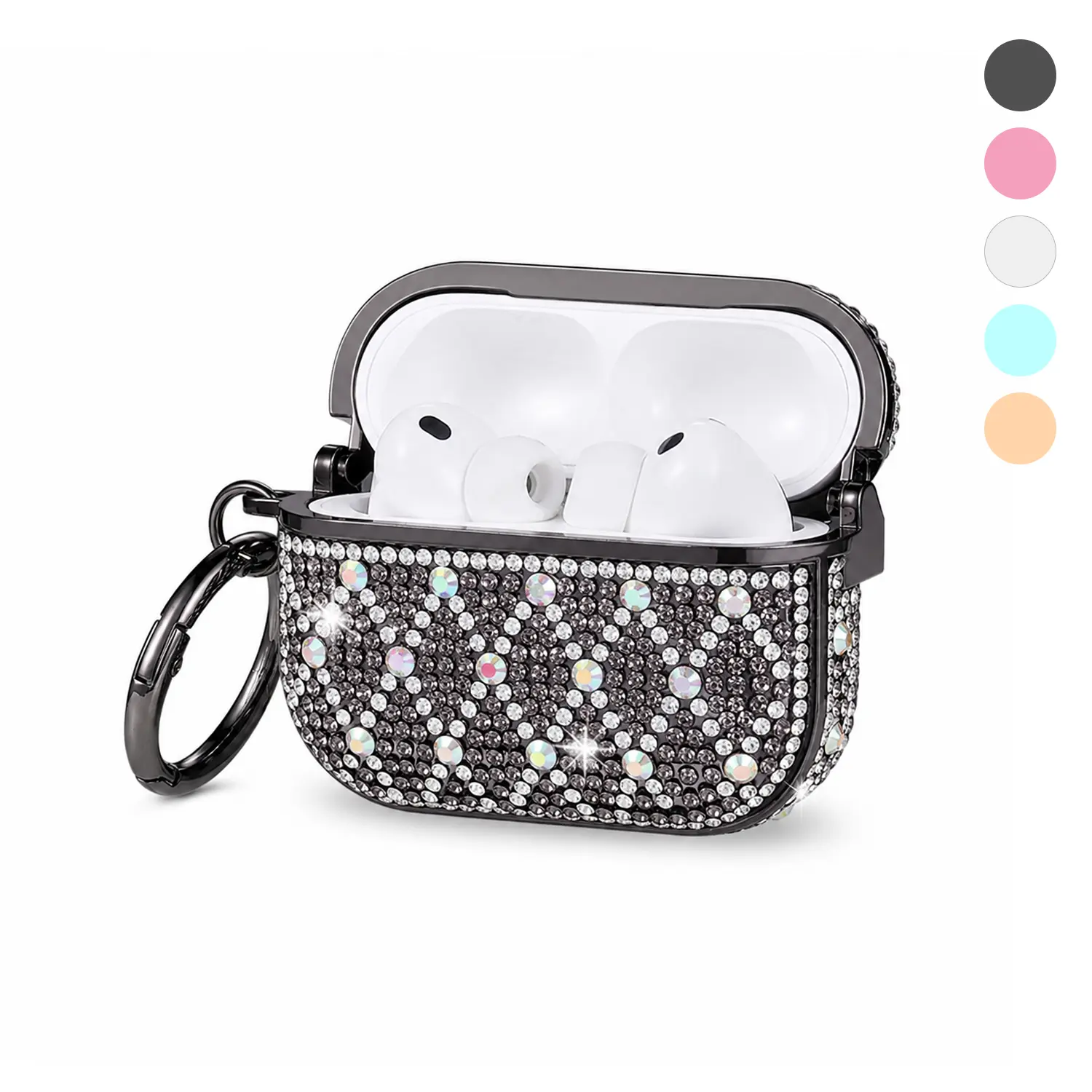 Bling Airpods 1/2/3/4 pro 2/3 Case Cover, Rhinestone Airpods Pro 3 Cases Cute Glitter Jewelry Airpod iPod Pro3 Cases for Sparkly AirPods Case with Keychain for Women