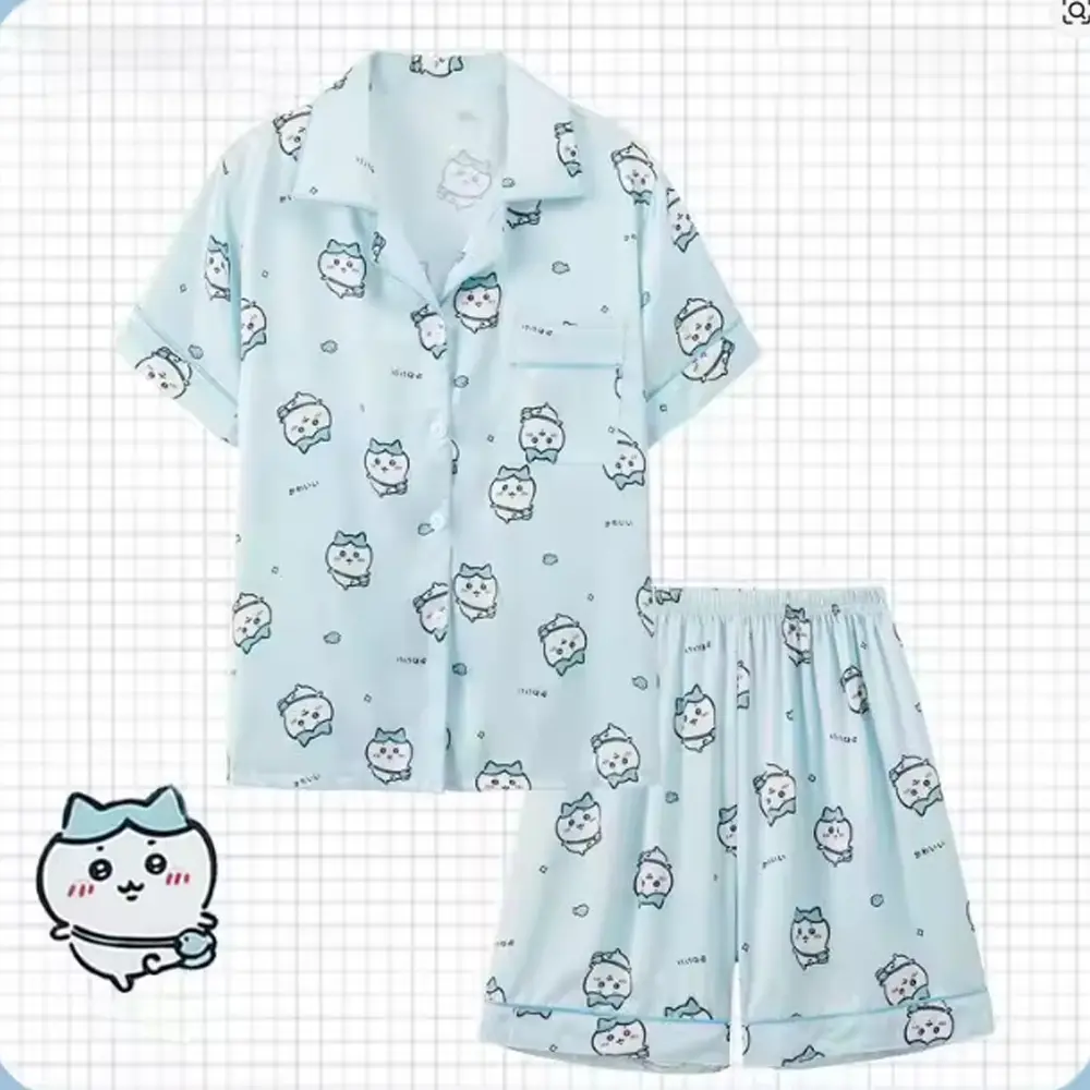Chiikawa Usagi Hachiware Pajamas Girls Summer Ice and Snow Silk Short-sleeved Summer Thin Home Clothes Three-piece Set #streetstyle #2026trend #trendingfashion #tiktokshopfinds