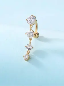 Rhinestone Decorated Belly Button Ring, Women's Belly Piercing Body Jewelry, Classic Fashion Accessories for Daily Wear