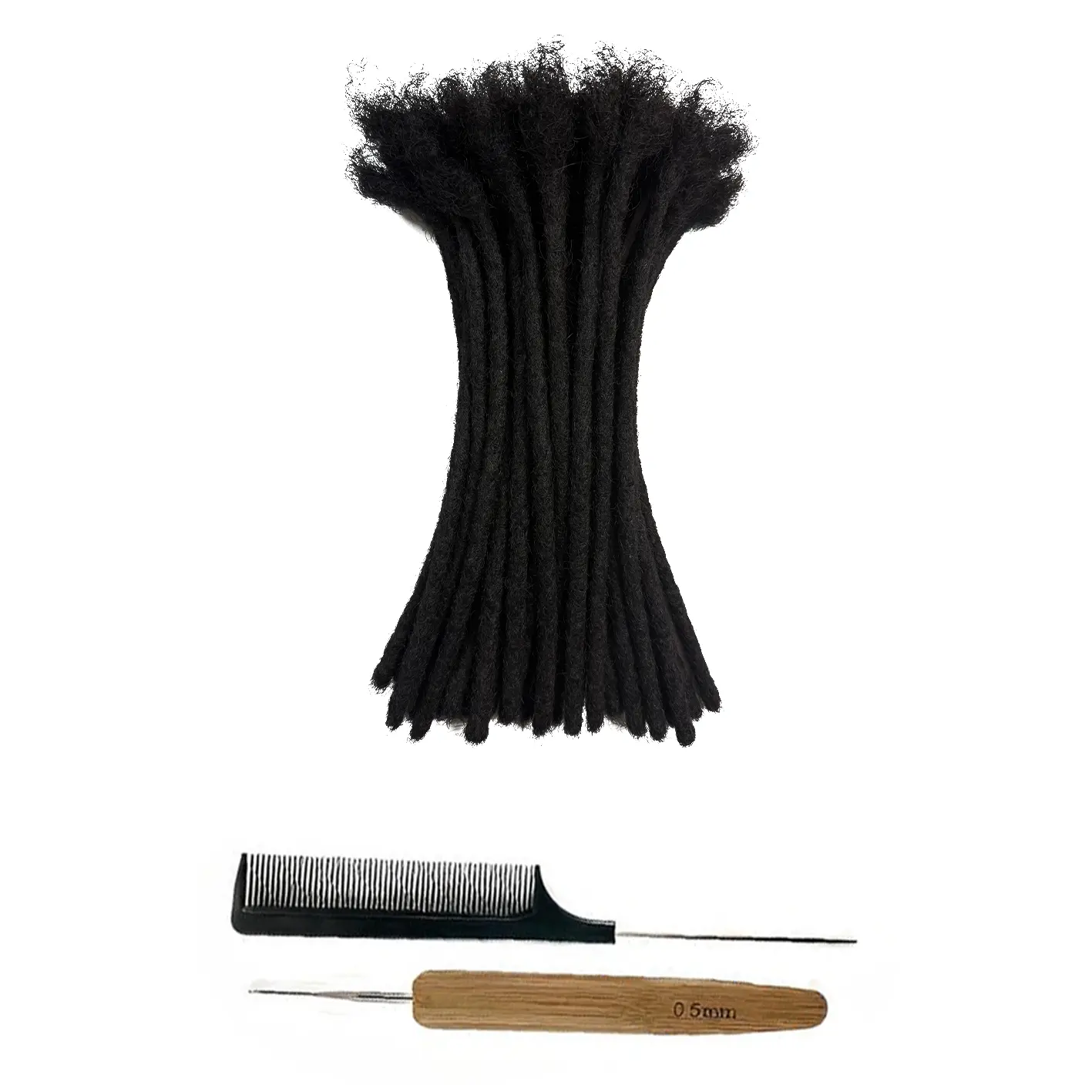 100% Human Hair Dreadlock Extensions for Female | Handmade with Natural Texture for Instant Dreads, Loc Repair & Transitional Phases | Dye & Bleach Safe, Acloc, 0.8 Cm, Women, Confidence Boost, Free Crochet Hook, Free Rat-Tail Comb