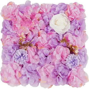 12Pcs Artificial Flower Wall Panel 3D Floral Backdrop 15" X 15" Faux Flower Panel for Party Home Background Decor, Pink/White Decorative Fruit