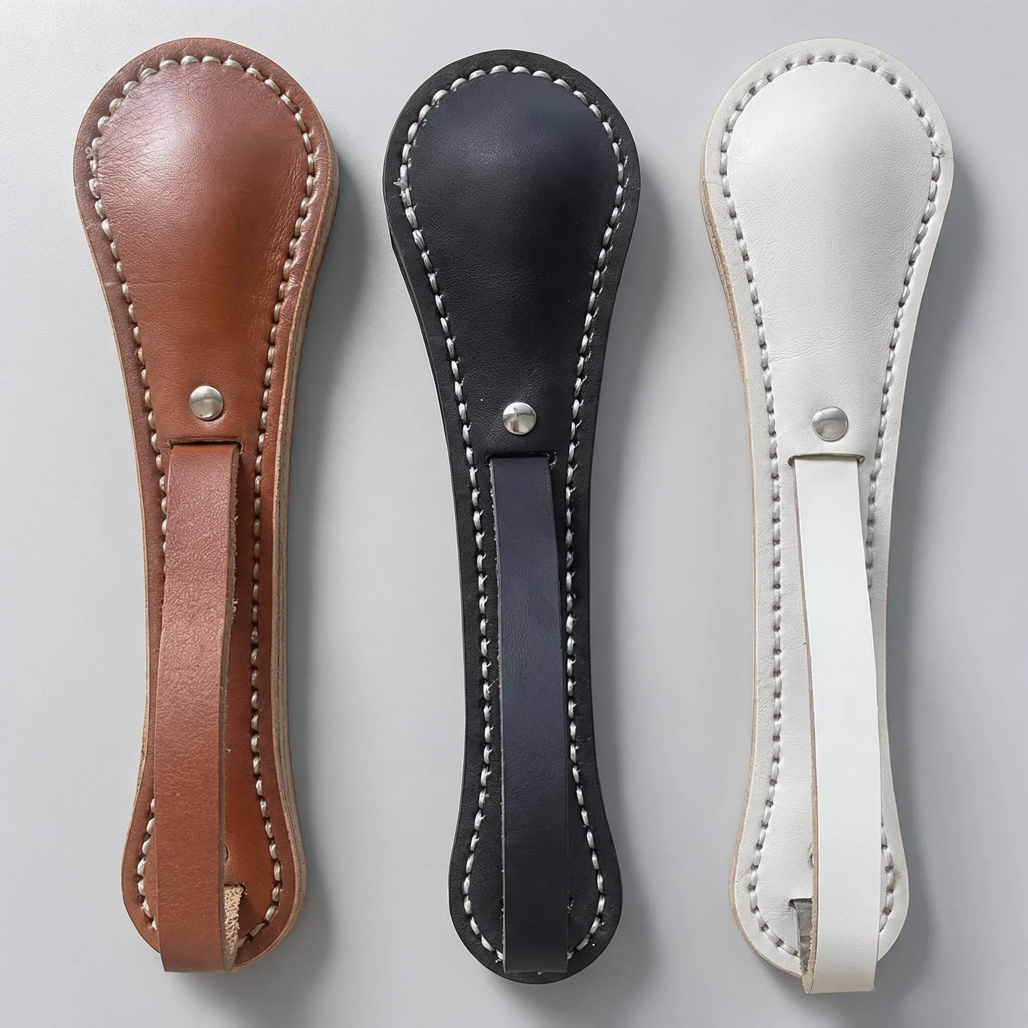 Premium Cowhide Leather Paddle Home Decor Statue - Portable Smooth Handle White Accessory, for Home Display, Portable Decor