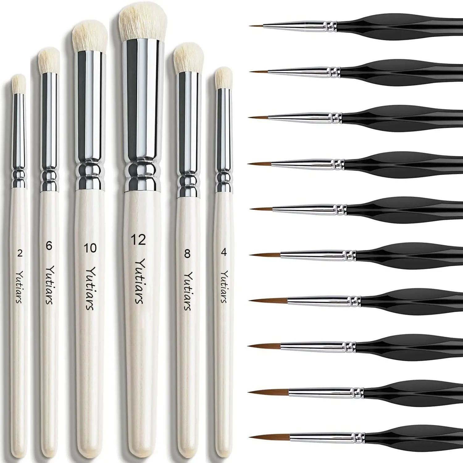 16 Pcs Miniature Fine Detail Dry Brush Kit, Wood Handle Small Paint Brushes for Acrylic Watercolor, Model Craft & Micro Detailing Tools