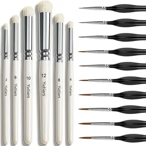 16 Pcs Miniature Fine Detail Dry Brush Kit, Wood Handle Small Paint Brushes for Acrylic Watercolor, Model Craft & Micro Detailing Tools