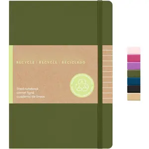 Recycled Lined Journal Notebook, (Olive), 160 Pages, Medium 5.6 in x 8 in - 100 GSM Thick Paper - College Ruled, Hardcover Journaling Notebook for Work, School & Note Taking